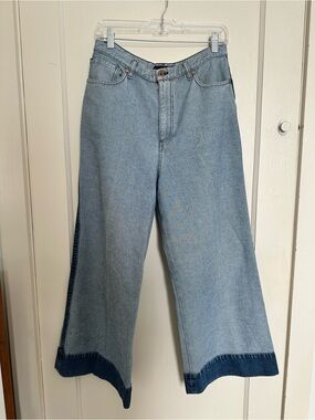 High-Rise Wide-Leg “Inside Out” Mid-Blue Jeans